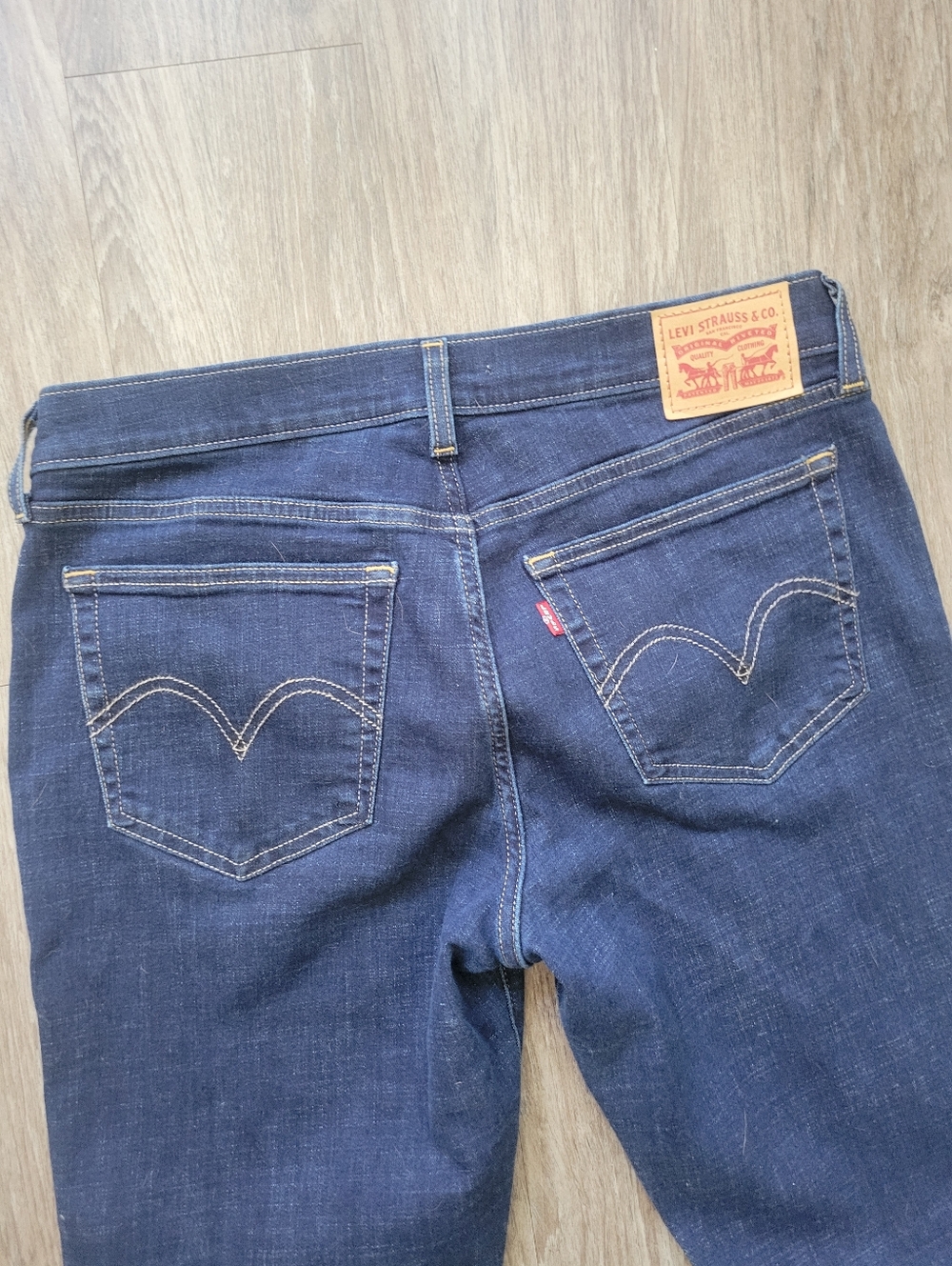 Levi's Boyfriend Jeans Dark Blue Denim Levi Strauss Roll Cuff Straight Leg 30 - Picture 7 of 12